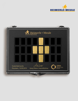 1g Goldbarren mit Sammelbox – Heimerle und Meule